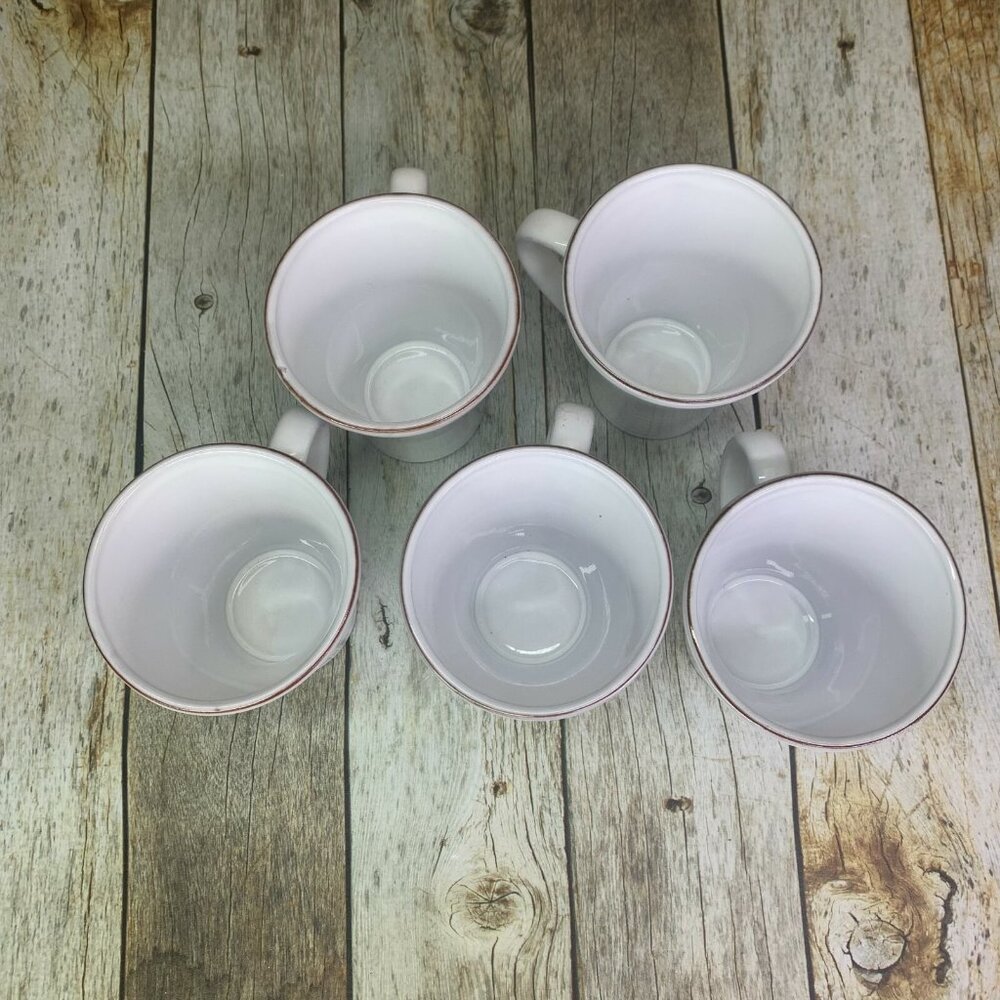World Market TERRA COTTA WHITE Earthenware Portugal Rings Coffee Cup Mugs Set 5 - Picture 5 of 8